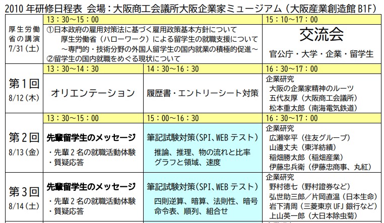 留学生向け就職活動講座